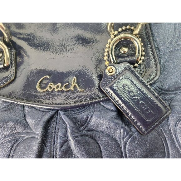 Coach Ashley Blue Patent Leather Satchel Handbag Purse F19449 - Picture 6 of 13